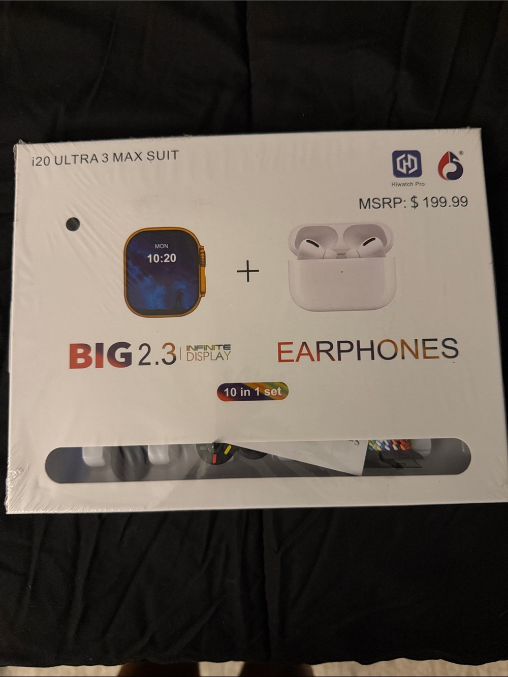 i20 Ultra 3 Max Suit Smartwatch & Earphones - White